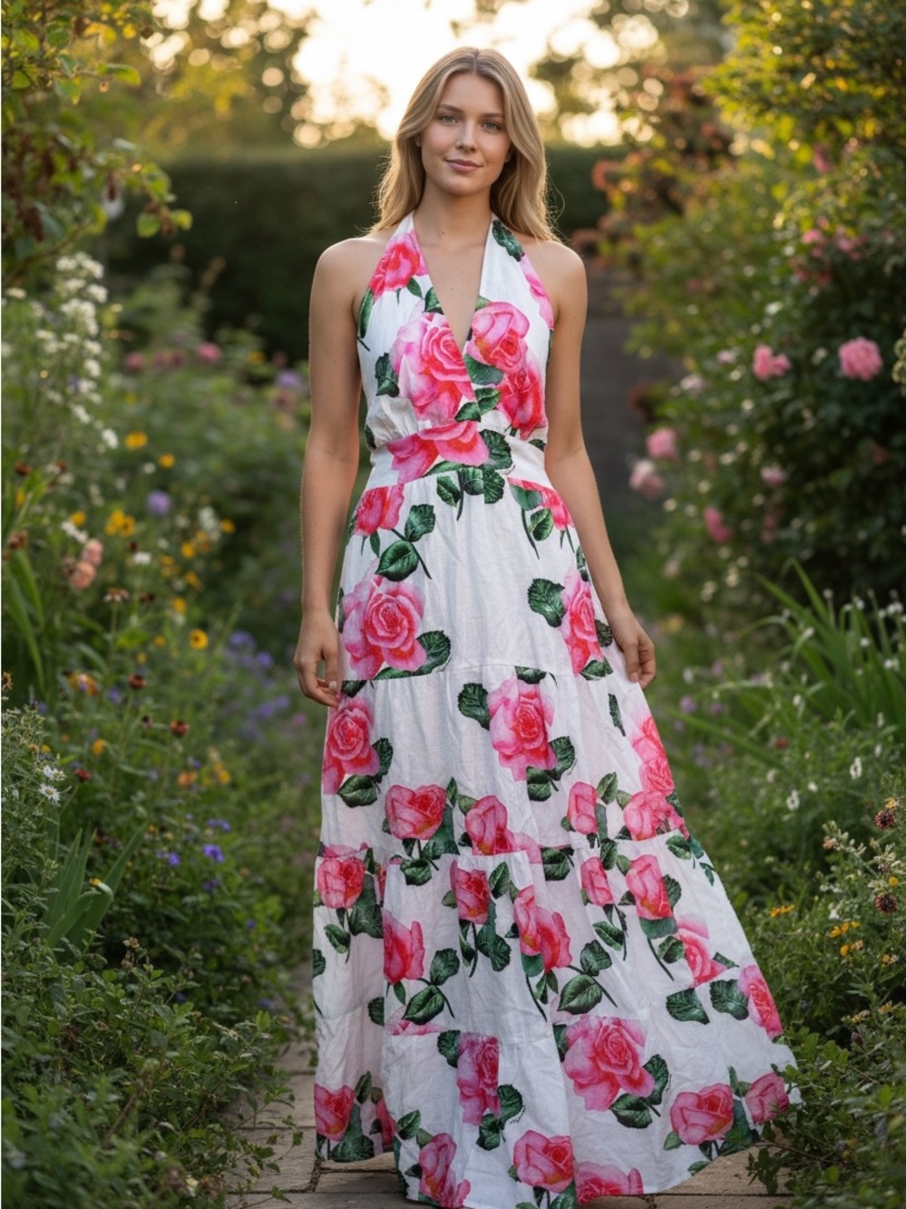 SAGIMAR Floral Halter Maxi Dress